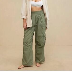 Aerie High Rise Wide Leg Baggy Cargo Pants Green XL